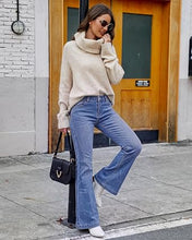 luvamia FleXclusive Flare Jeans for Women Mid Rise Bootcut Denim Pants Distressed Stretchy Denim, Retro Distressed Washed, Chic Y2K Style, Date Night Outfit, Slim Through Knee, Nashville Western Inspired