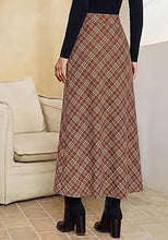 luvamia Plaid Maxi Skirts for Women Trendy A-Line Long Skirt with Side Slit Vintage Plaid Pattern, Back Elastic Waist, Flattering A-Line, High Waisted Skirts, Ankle-Length, Fall Outfits, Holiday Party