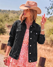 luvamia Jean Jacket Women Button Down Long Sleeve Oversized Denim Jackets Casual Jackets for Women Trendy, 2 Functional Side Pockets, No Stretch, Western Fall Outfits, Country Concert Outfits