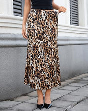 luvamia Women Satin Skirt Leopard Print Maxi Long Stretchy Elastic Skirts Cheetah Animal Print, Bias Cut Skirt, A-Line, High Waisted, Flowy Long Slip Skirts, Elastic Waistband, Fall Outfits for Women