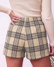 luvamia Plaid Skorts for Woman High Waist Mini Wrap Skort Skirt with Shorts Faux Wrap, Side Zipper, Elastic Waist Back, Trendy Plaid Pattern, Fall Skirts With Shorts Underneath, Asymmetrical Design
