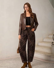luvamia FleXcLusive Barrel Jeans Women High Waisted Baggy Leopard Cheetah Denim Pants Wide Leg Jeans for Women Trendy Stretchy, Ankle Length, Front Seam, Loose Fit, 27.5 Inch Inseam, Country Concert Outfits