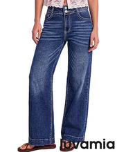 luvamia FleXcLusive Wide Leg Jeans for Women Trendy High Waisted Stretchy Denim Pants Wide Leg Pants, High Rise, 29.5" Inseam, 90s, Baggy Straight Leg Jeans, Stretch, Button Front, Western Denim Outfit for Women