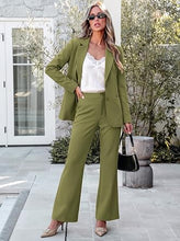 luvamia Pant Suits for Women 2 Piece Sets Business Casual Bootcut Pants Set Buttons Breasted Suit Jackets, High Waisted Bootcut Pants, 29" Inseam, Professional Office Pantsuits, Fall Teacher Outfits