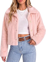 luvamia Faux Fur Jackets for Women Cropped Fuzzy Fluffy Fall Winter Coats Trendy Oversized Jacket, Crop, Lapel, Button Down Closure, Faux Fur Coats with Pockets, Inner Lining, Warm Winter Outerwea
