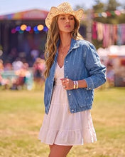 luvamia Jean Jacket Women Funnel Neck Zip Up Oversized Casual Denim Jackets Long Sleeve Short Jackets for Women, Elastic Hem Detail, Side Slant Pockets, Drop Shoulder, No Stretch, Western Fall Outfits