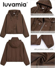 luvamia Women's Funnel Neck Jacket Casual Crop Zip Up Hooded Bomber Jackets Trendy, Oversized, Long Sleeve, Stand Collar, Elastic Cuff and Hem, Cropped, Funnel Neck Jacket Coats for Women, Fall Outfits
