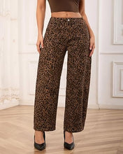 luvamia FleXcLusive Barrel Jeans Women High Waisted Baggy Leopard Cheetah Denim Pants Wide Leg Jeans for Women Trendy Stretchy, Ankle Length, Front Seam, Loose Fit, 27.5 Inch Inseam, Country Concert Outfits