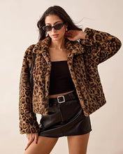 luvamia Women's Leopard Print Faux Fur Jackets Fluffy Furry Winter Coats Cheetah Animal Print Jackets, Oversized, Lapel, Snap Button, Inner Lining, Furry Winter Coats with Pockets, Western Outfits