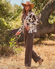 luvamia Faux Suede Cow Print Fall Jackets For Women Cropped Jacket Shacket Faux Leather, Full Lining, Button Down Shackets For Women With Pockets, Oversized Fall Outerwear, Cowgirl Outfits For Women