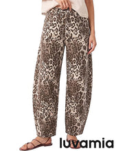 luvamia FleXcLusive Barrel Jeans Women High Waisted Baggy Leopard Cheetah Denim Pants Wide Leg Jeans for Women Trendy Stretchy, Ankle Length, Front Seam, Loose Fit, 27.5 Inch Inseam, Country Concert Outfits