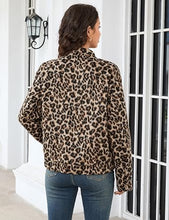 luvamia Women Leopard Print Bomber Jacket Oversized Wool Blend Fall Outfits Brushed, Cheetah, Animal Print Jackets, Stand Collar, Snap Button, Elastic Hem, Winter Coats with Pockets, Western Outfits
