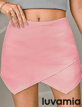 LUVAMIA Denim High Waisted Shorts Skort Stretch Asymmetrical Wrap Skirt