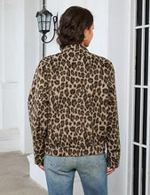 luvamia Women Leopard Print Bomber Jacket Oversized Wool Blend Fall Outfits Brushed, Cheetah, Animal Print Jackets, Stand Collar, Snap Button, Elastic Hem, Winter Coats with Pockets, Western Outfits