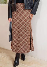 luvamia Plaid Maxi Skirts for Women Trendy A-Line Long Skirt with Side Slit Vintage Plaid Pattern, Back Elastic Waist, Flattering A-Line, High Waisted Skirts, Ankle-Length, Fall Outfits, Holiday Party
