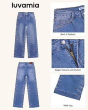 luvamia FleXclusive Wide Leg Rhinestone Jeans for Women High Waist Stretchy Denim Pants Sparkly Bling Jeans, Rhinestone Embellished, Baggy Straight Leg, 29.5" Inch Inseam, Trendy, Party, Night Out, Concert Outfits