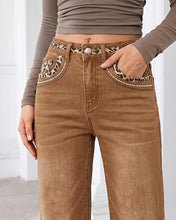 luvamia FleXcLusive Wide Leg Jeans for Women High Waisted Leopard Patchwork Denim Pants Stretchy, Baggy Straight Leg, 29.5" Inseam, Leopard Trimmed Waist & Front Pockets, Cheetah Print Back Pockets, Western Outfit