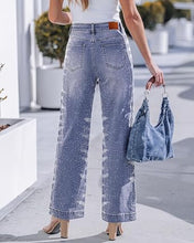 luvamia FleXclusive Wide Leg Rhinestone Jeans for Women High Waist Stretchy Denim Pants Sparkly Bling Jeans, Rhinestone Embellished, Baggy Straight Leg, 29.5" Inch Inseam, Trendy, Party, Night Out, Concert Outfits
