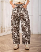 luvamia FleXcLusive Barrel Jeans Women High Waisted Baggy Leopard Cheetah Denim Pants Wide Leg Jeans for Women Trendy Stretchy, Ankle Length, Front Seam, Loose Fit, 27.5 Inch Inseam, Country Concert Outfits
