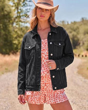 luvamia Jean Jacket Women Button Down Long Sleeve Oversized Denim Jackets Casual Jackets for Women Trendy, 2 Functional Side Pockets, No Stretch, Western Fall Outfits, Country Concert Outfits