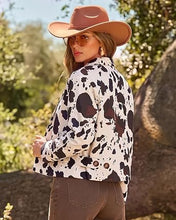 luvamia Faux Suede Cow Print Fall Jackets For Women Cropped Jacket Shacket Faux Leather, Full Lining, Button Down Shackets For Women With Pockets, Oversized Fall Outerwear, Cowgirl Outfits For Women