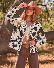 luvamia Faux Suede Cow Print Fall Jackets For Women Cropped Jacket Shacket Faux Leather, Full Lining, Button Down Shackets For Women With Pockets, Oversized Fall Outerwear, Cowgirl Outfits For Women