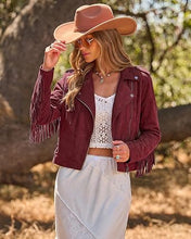 luvamia Fringe Jackets For Women Trendy Cropped Faux Suede Jacket Women Faux Leather Fall Jackets For Women, Full Lining, Zip Up, Tassel Cowgirl Jacket, Country Concert, Western Outfit For Women