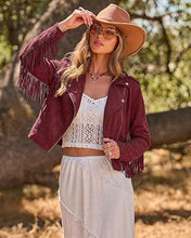 luvamia Fringe Jackets For Women Trendy Cropped Faux Suede Jacket Women Faux Leather Fall Jackets For Women, Full Lining, Zip Up, Tassel Cowgirl Jacket, Country Concert, Western Outfit For Women