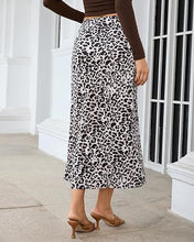 luvamia Women Satin Skirt Leopard Print Maxi Long Stretchy Elastic Skirts Cheetah Animal Print, Bias Cut Skirt, A-Line, High Waisted, Flowy Long Slip Skirts, Elastic Waistband, Fall Outfits for Women