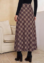luvamia Plaid Maxi Skirts for Women Trendy A-Line Long Skirt with Side Slit Vintage Plaid Pattern, Back Elastic Waist, Flattering A-Line, High Waisted Skirts, Ankle-Length, Fall Outfits, Holiday Party