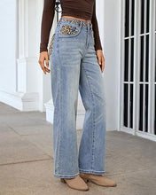 luvamia FleXcLusive Wide Leg Jeans for Women High Waisted Leopard Patchwork Denim Pants Stretchy, Baggy Straight Leg, 29.5" Inseam, Leopard Trimmed Waist & Front Pockets, Cheetah Print Back Pockets, Western Outfit