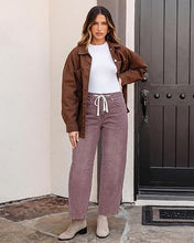 luvamia FleXclusive Barrel Jeans Women Trendy Baggy High Waisted Drawstring Denim Pants Barrel Wide Leg Pants, 27.5" Inseam, Baggy Jeans, Stretchy, Ankle Length, Drawstring Adjustable Waist, Casual Denim Outfits