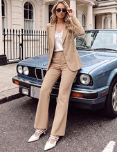 luvamia Pant Suits for Women 2 Piece Sets Business Casual Bootcut Pants Set Buttons Breasted Suit Jackets, High Waisted Bootcut Pants, 29" Inseam, Professional Office Pantsuits, Fall Teacher Outfits