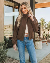 luvamia Women's Funnel Neck Jacket Casual Crop Zip Up Hooded Bomber Jackets Trendy, Oversized, Long Sleeve, Stand Collar, Elastic Cuff and Hem, Cropped, Funnel Neck Jacket Coats for Women, Fall Outfits