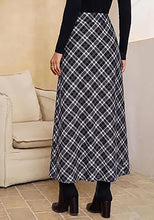 luvamia Plaid Maxi Skirts for Women Trendy A-Line Long Skirt with Side Slit Vintage Plaid Pattern, Back Elastic Waist, Flattering A-Line, High Waisted Skirts, Ankle-Length, Fall Outfits, Holiday Party