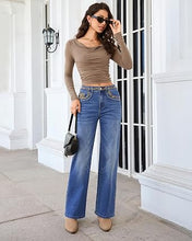 luvamia FleXcLusive Wide Leg Jeans for Women High Waisted Leopard Patchwork Denim Pants Stretchy, Baggy Straight Leg, 29.5" Inseam, Leopard Trimmed Waist & Front Pockets, Cheetah Print Back Pockets, Western Outfit