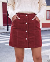 luvamia Corduroy Skirt Women Button Fly Trendy Stretchy Short Fall Skirts Elastic Waist Back, Functional Pockets, Stretchy, Soft Corduroy, Fall Skirts For Women Dressy Casual, Fall Outfits For Women