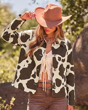 luvamia Faux Suede Cow Print Fall Jackets For Women Cropped Jacket Shacket Faux Leather, Full Lining, Button Down Shackets For Women With Pockets, Oversized Fall Outerwear, Cowgirl Outfits For Women