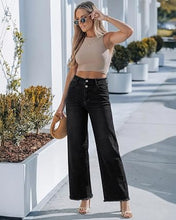 luvamia FleXclusive Wide Leg Jeans for Women High Waisted Stretchy Denim Pants Raw Hem Wide Leg Jeans, 90s Baggy Straight, High Rise, Stretch, 29.5 Inch Inseam, Button Front, Raw Hem, Western Outfit for Women