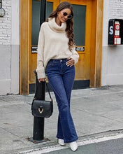 luvamia FleXclusive Flare Jeans for Women Mid Rise Bootcut Denim Pants Distressed Stretchy Denim, Retro Distressed Washed, Chic Y2K Style, Date Night Outfit, Slim Through Knee, Nashville Western Inspired