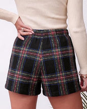 luvamia Plaid Skorts for Woman High Waist Mini Wrap Skort Skirt with Shorts Faux Wrap, Side Zipper, Elastic Waist Back, Trendy Plaid Pattern, Fall Skirts With Shorts Underneath, Asymmetrical Design