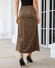 luvamia Women Satin Skirt Leopard Print Maxi Long Stretchy Elastic Skirts Cheetah Animal Print, Bias Cut Skirt, A-Line, High Waisted, Flowy Long Slip Skirts, Elastic Waistband, Fall Outfits for Women