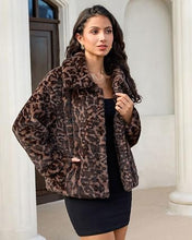 luvamia Women's Leopard Print Faux Fur Jackets Fluffy Furry Winter Coats Cheetah Animal Print Jackets, Oversized, Lapel, Snap Button, Inner Lining, Furry Winter Coats with Pockets, Western Outfits