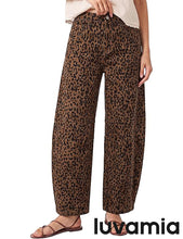 luvamia FleXcLusive Barrel Jeans Women High Waisted Baggy Leopard Cheetah Denim Pants Wide Leg Jeans for Women Trendy Stretchy, Ankle Length, Front Seam, Loose Fit, 27.5 Inch Inseam, Country Concert Outfits