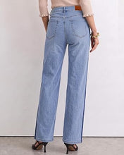 luvamia FleXclusive Straight Leg Jeans for Women High Waisted Tuxedo Stripe Denim Pants 29" Inseam, Stretchy Jean Pants, Tuxedo Stripe On The Side, Relaxed Fit Jeans With Design, 90s Style, Concert Outfits Women