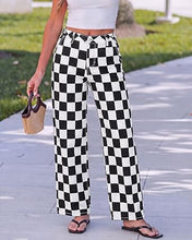 luvamia Checkered Pants Women High Rise Cinch-Waist Stretchy Wide Leg Jeans Adjustable Waist, Patterned Pants for Women, Baggy Jeans Y2K, Checkerboard Print, Alternative Clothes