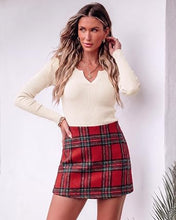 luvamia Plaid Skorts for Woman High Waist Mini Wrap Skort Skirt with Shorts Faux Wrap, Side Zipper, Elastic Waist Back, Trendy Plaid Pattern, Fall Skirts With Shorts Underneath, Asymmetrical Design