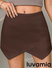 LUVAMIA Denim High Waisted Shorts Skort Stretch Asymmetrical Wrap Skirt