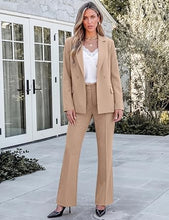 luvamia 2 Piece Sets for Women Blazer Pants Suits Business Casual Outfits Long Sleeve Belted Double Breasted Blazer, Elastic High Waisted Flared Pants, Dressy Pantsuits, Work Outfits for Women Office