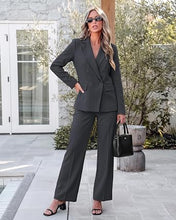 luvamia Pants Suits Women 2 Piece Double Breasted Business Casual Outfits Classic Notch Lapel, Wide Leg Pants, Structured Shoulders, Professional Dressy Pantsuit Set, Office Chic, 2026 Fall Fashion